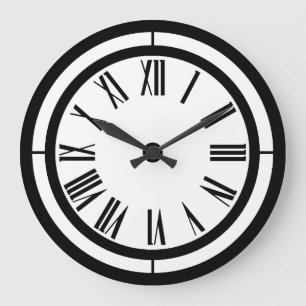 Black and White Roman Numerals Wall Clock