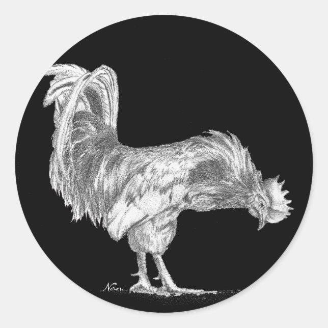 Black and White Rooster stickers (Front)