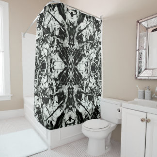 Black and White Rorschach Splatter Shower Curtain