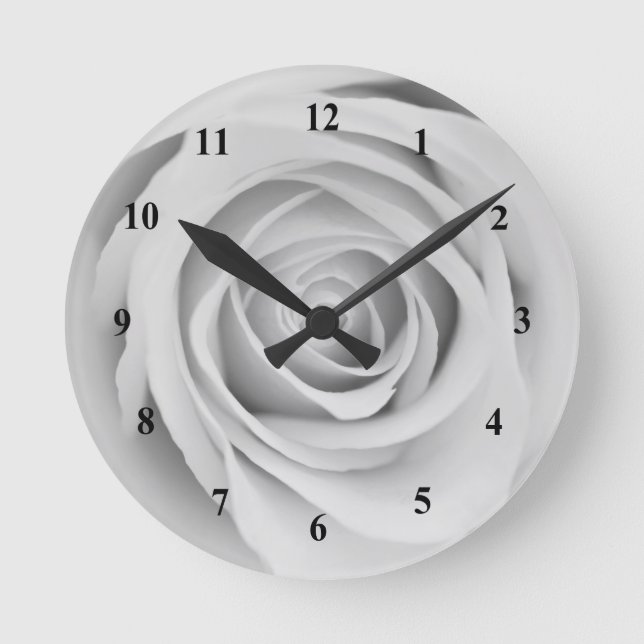 Black and White Rose Acrylic wall clock (Front)