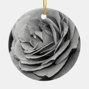 Black and White Rose Ceramic Ornament