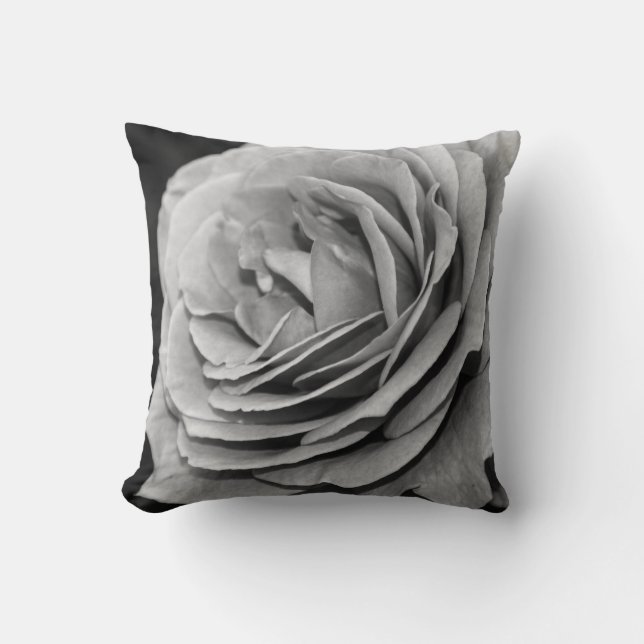 Black and White Rose Cushion (Front)