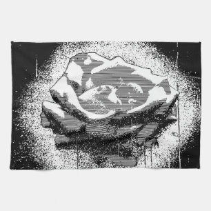 Black And White Rose Fine Art Tea Towel