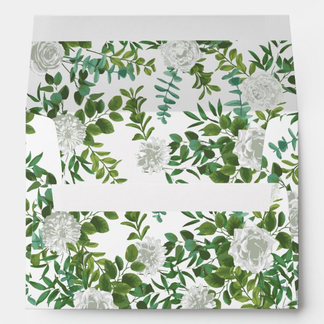 Black and White Rose Floral Wedding Envelope (Back (Bottom))