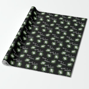 Black and White Rose Floral Wedding Wrapping Paper