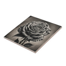 Black and white rose flower