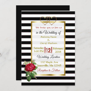 Black and White Rose Gold Wedding Invitations