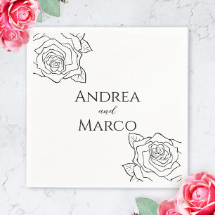 Black And White Rose Gothic Wedding Napkin