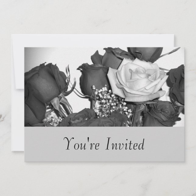 Black and White Rose Invitation (Front)
