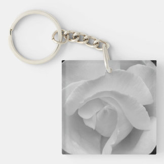 Black and White Rose Key Ring