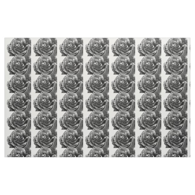 Black and white rose pattern material. fabric (Fat Quarter)