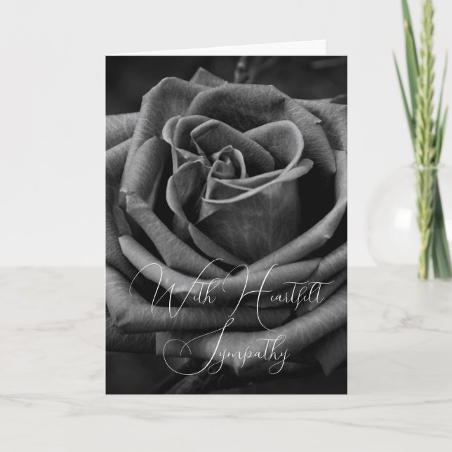 Black and White Rose Sympathy Card (Front)