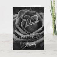 Black and White Rose Sympathy Card