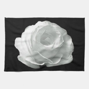 Black And White Rose Tea Towel