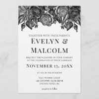 Black and White Roses Antique Engraving Wedding