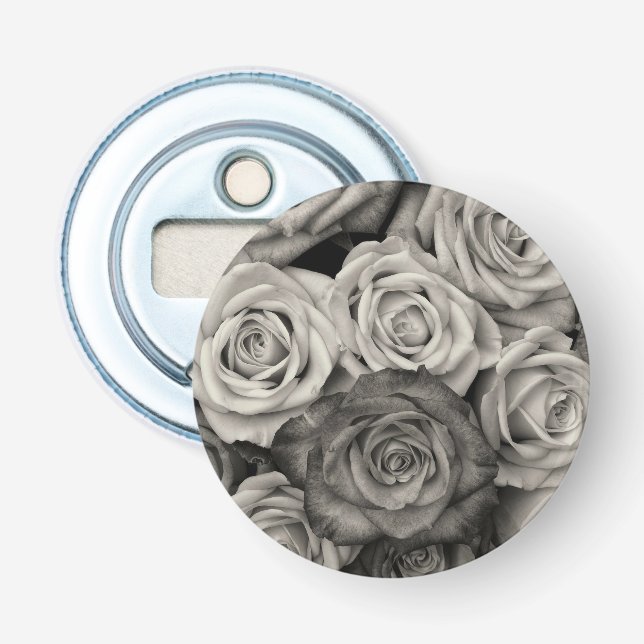Black and White Roses Bottle Opener (Front)