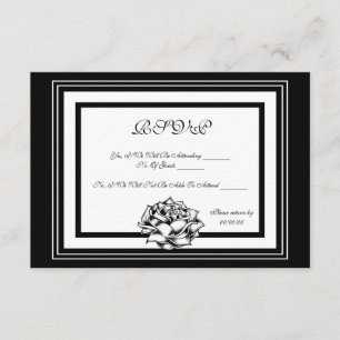 Black and White Roses RSVP Card