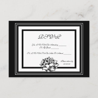 Black and White Roses RSVP Card