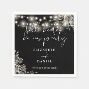 Black And White Roses String Lights Gothic Wedding Napkin