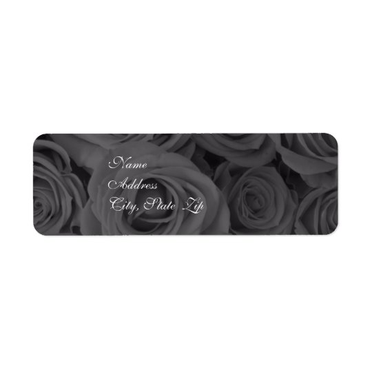 Black and White Roses Wedding Address Label