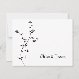 Black and White Roses Wedding Flat Stationery Note Card