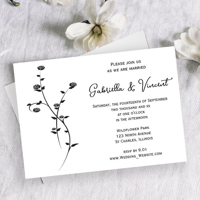 Black and White Roses Wedding Invitation (Creator Uploaded)