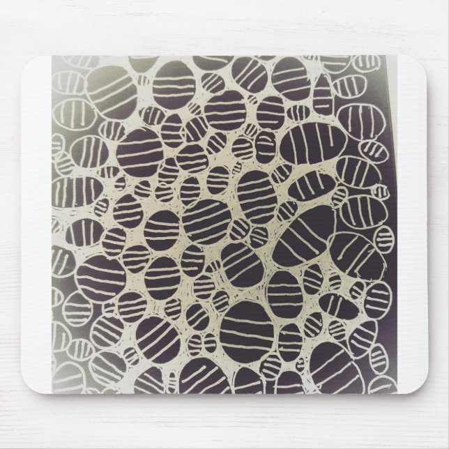 Black and white round abstract art design mouse pad (Front)