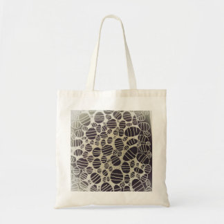 Black and white round abstract art design tote bag