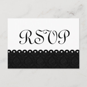 Black and White RSVP Hearts Scalloped Lace V005 Card