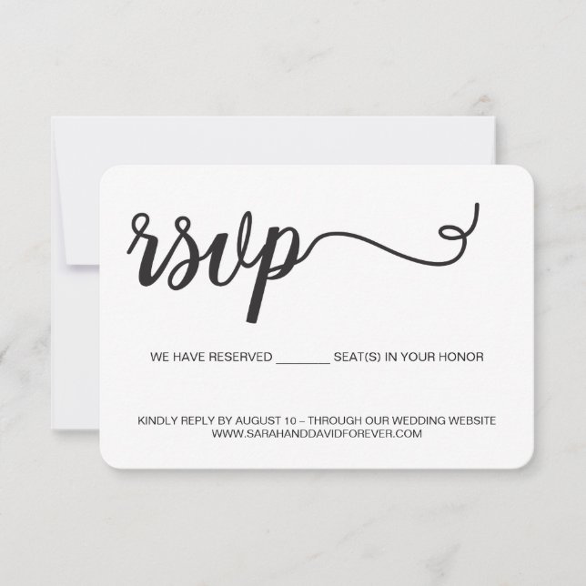 Black and white RSVP website card without mailing (Front)