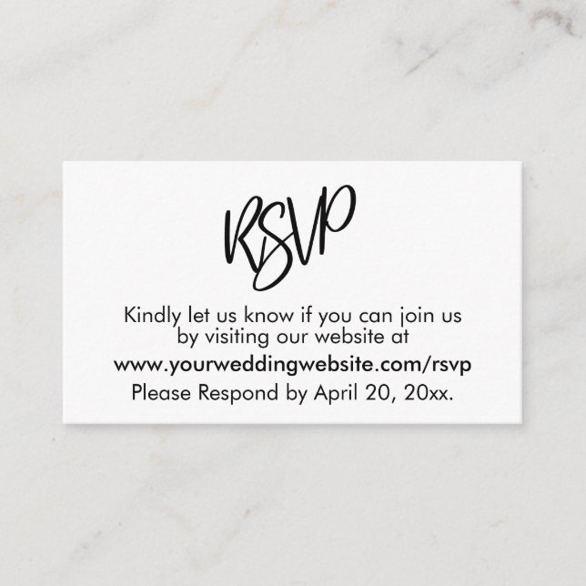Black and White RSVP Wedding RSVP Enclosure Card (Front)