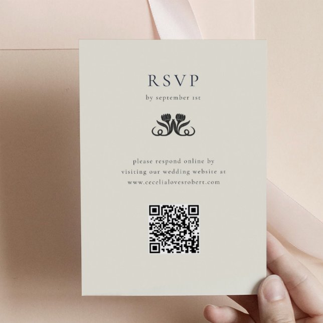 Black and White RSVP with QR code Enclosure Card (Black and White RSVP with QR code Enclosure Card)