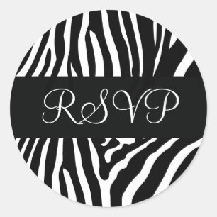 Black and White RSVP Zebra Envelope Sticker Seal