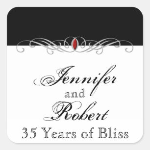 Black and White Ruby Accent Envelope Seal