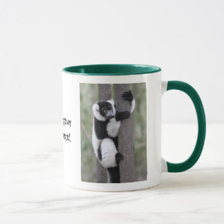 Black and White Ruffed Lemur on Tree Mug