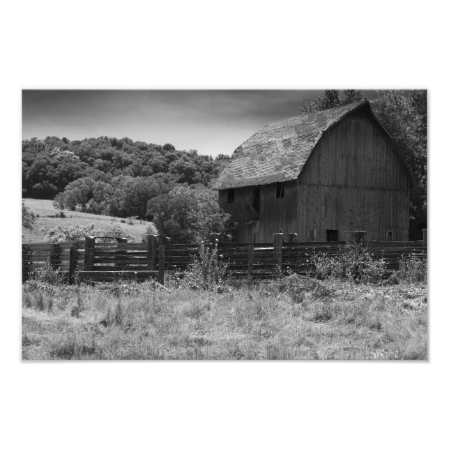 Black and White Rustic Barn Photo Print (Front)