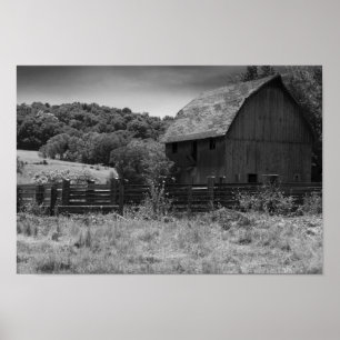 Black and White Rustic Barn Poster