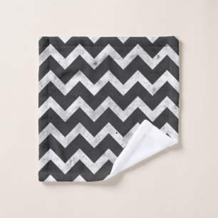Black and white Rustic Chevron pattern Wash Cloth