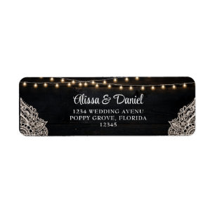 Black and White Rustic Elegant Wedding Address  Return Address Label