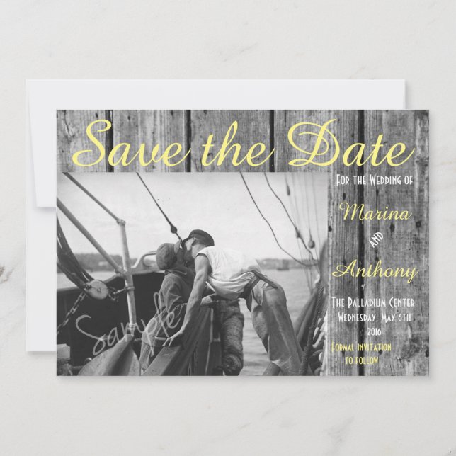 Black and White Rustic Romance Save the Date No. 4 (Front)