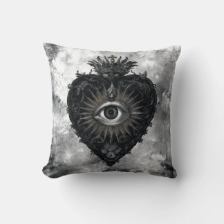 Black and White Sacred Heart Cushion
