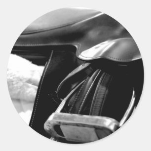 Black and White Saddle Classic Round Sticker
