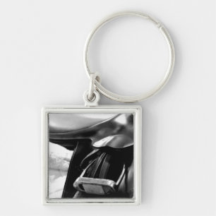 Black and White Saddle Key Ring