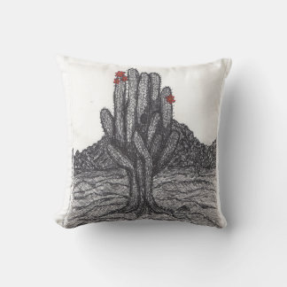 Black and White Saguaro Cactus Cushion