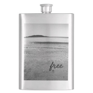 Black and White Sand Beach Hip Flask