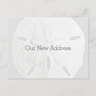 Black and White Sand Dollar Coastal New Address Announcement Postcard