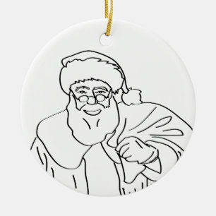 Black and White Santa Ornament