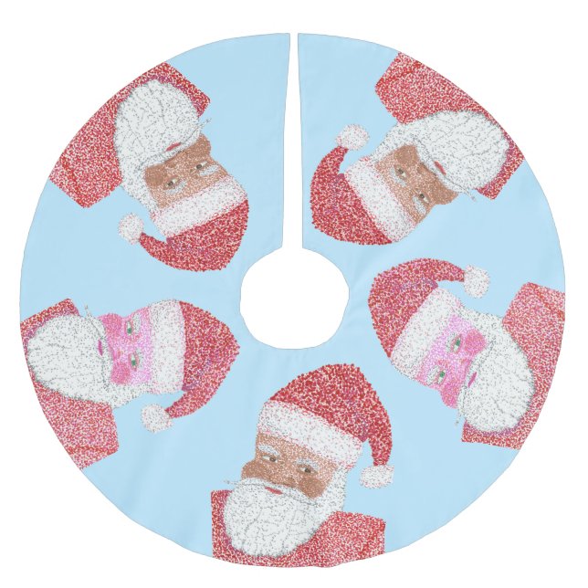 Black and White Santas Christmas Tree Skirt (Front)