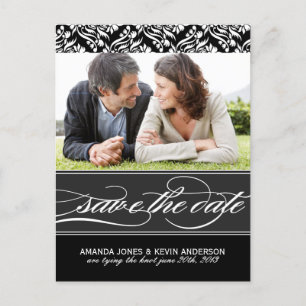 Black and White Save the Date Announcement Postcard