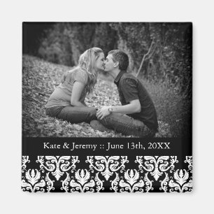 Black and White Save the Date Photo Wedding Magnet